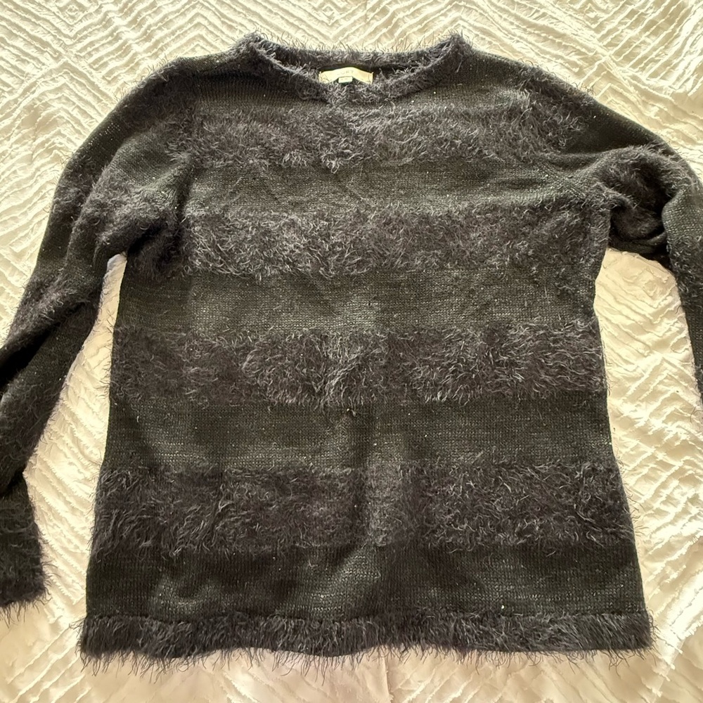 LOFT Black Fuzzy Sweater